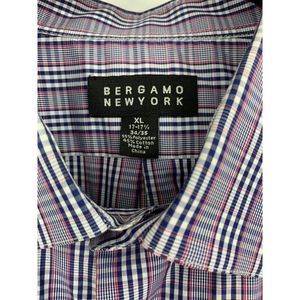 Mens Plaid Dress Shirt Bergamo Newyork Button Lightweight Size XL 1429 EUC